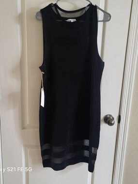 Leith Black Sleeveless Midi Shift Dress